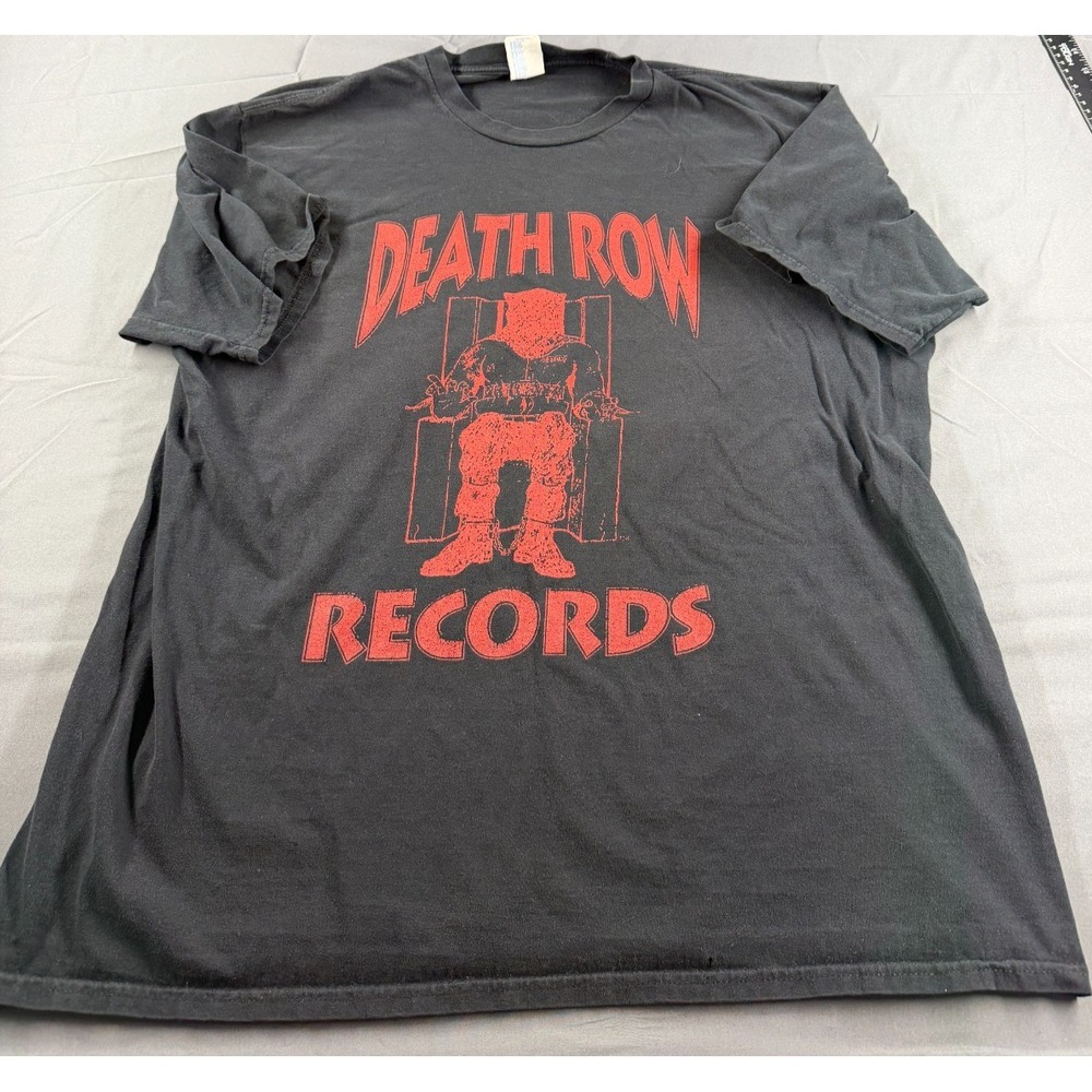 Death Row Records Mens XL T Shirt Black Red Graphic Rap Hip Hop Distressed Tee
